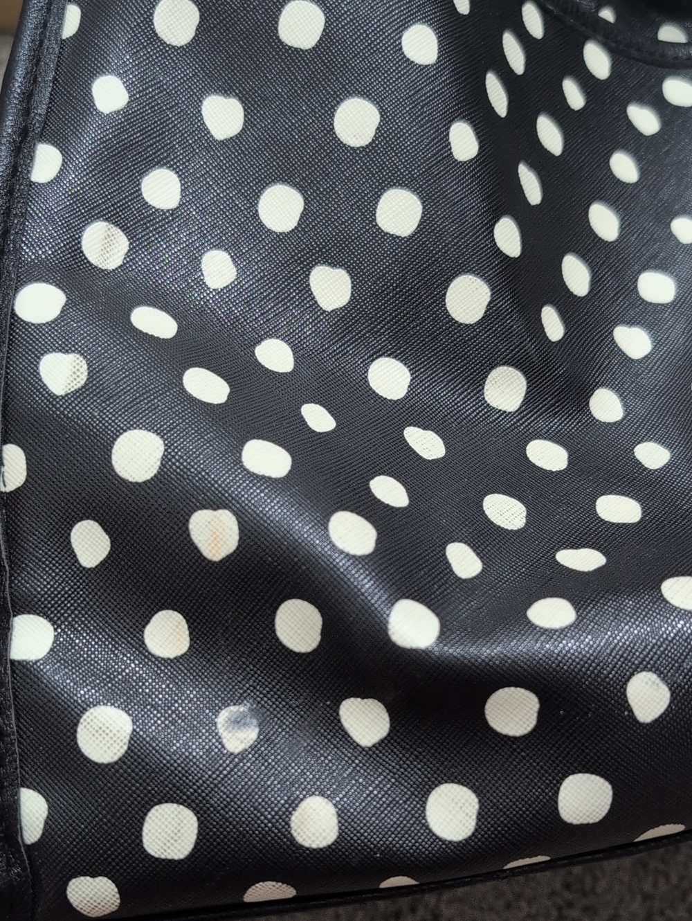 Betsey Johnson Polka Dot Weekender  Duffel Bag Faux Leather Black And White - Picture 14 of 14